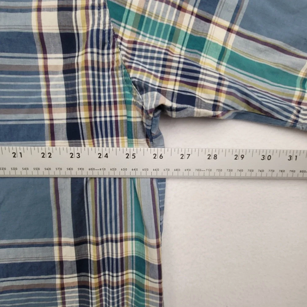 Wrangler Western Shirt XXL Plaid Snap Button Short‎ Sleeve Blue Green
